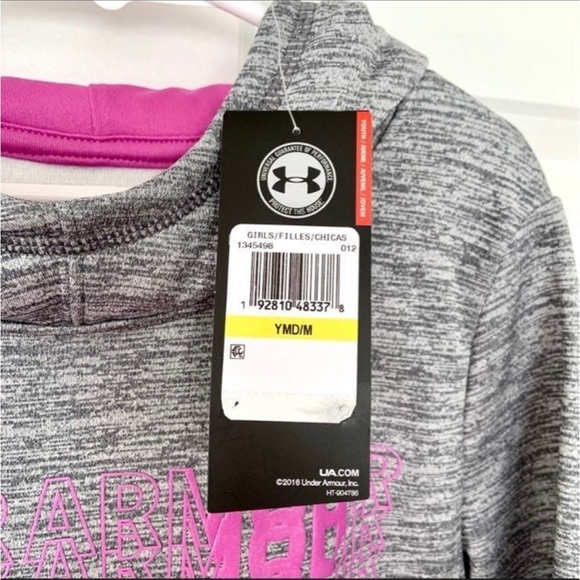 Under Armour ColdGear®•NWT•Youth Medium•Charcoal/Fuchsia Hoodie Style Pullover🌼 - Picture 6 of 10